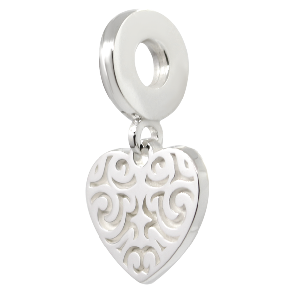 CHARM CORAZON CON GARIGOLES PLATA .925
