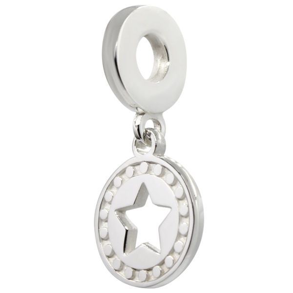 CHARM REDONDO CON ESTRELLA CALADA PLATA .925