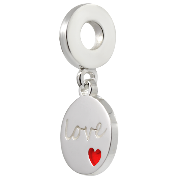 CHARM LOVE CON CORAZON ROJO PLATA .925