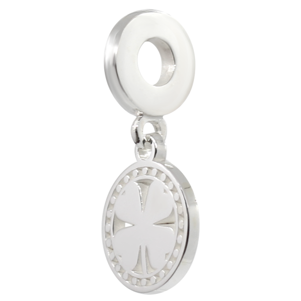 CHARM REDONDO CON TREBOL CALADO PLATA .925