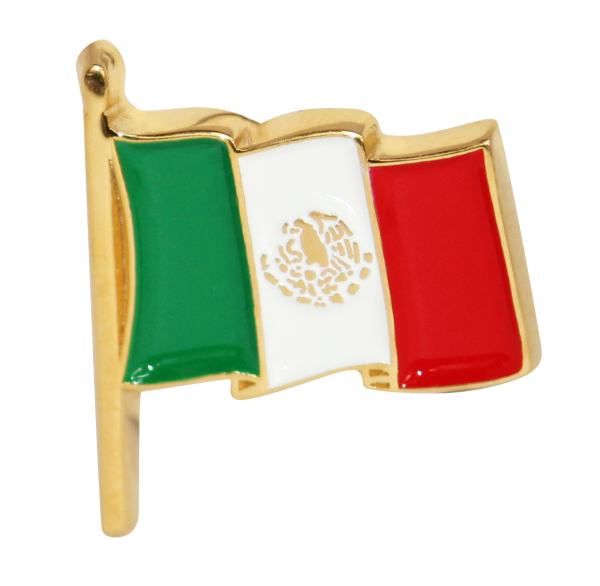 FISTOL BANDERA MEXICO CON ASTA DORADO CON TINTAS