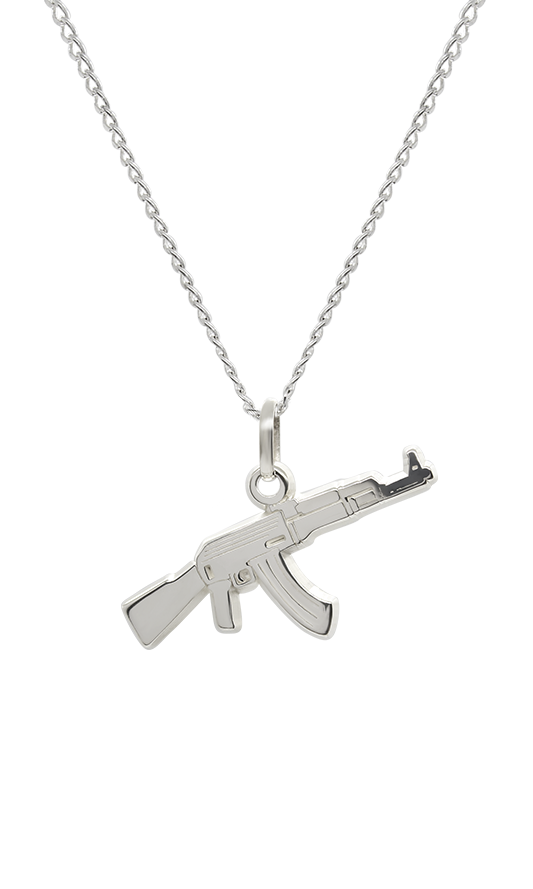 DIJE FUSIL EN PLATA.925 CON CADENA