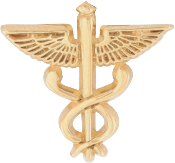 FISTOL CADUCEO MEDICINA CALADO DORADO