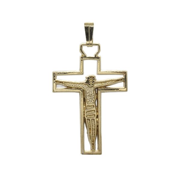 DIJE DE JESUS EN LA CRUZ EN BAÑO DE ORO
