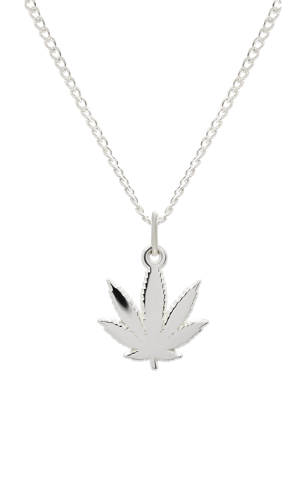 DIJE MARIHUANA EN PLATA.925 CON CADENA