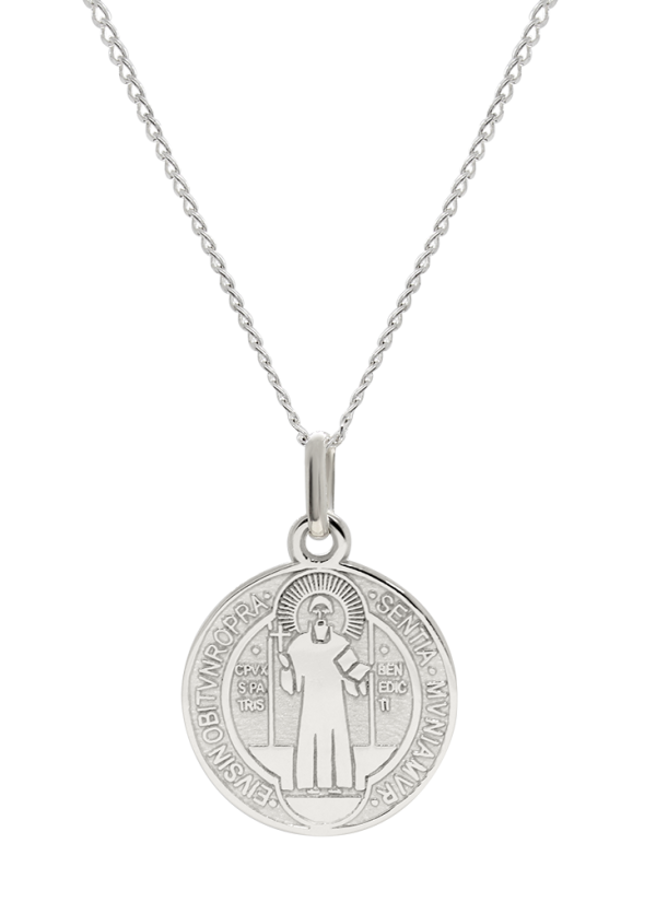 DIJE SAN BENITO EN PLATA .925, 1.6 CM DIAMETRO