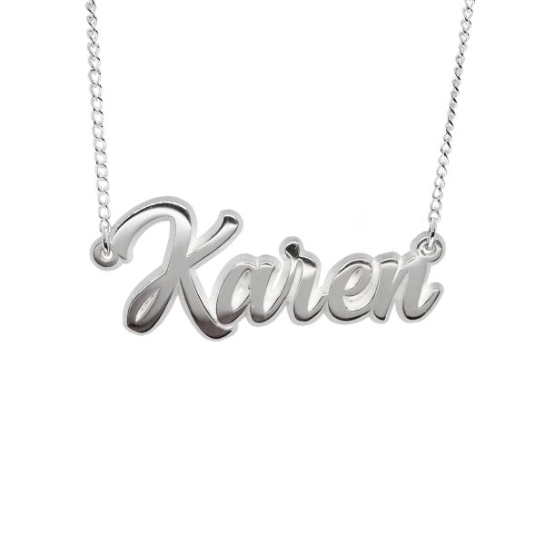 DIJE CON CADENA DEL NOMBRE KAREN EN PLATA